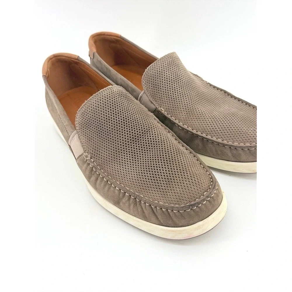 Ecco S-Lite Mens Taupe Nubuck Leather Perforated Slip On Loafers Size 46 12-12.5